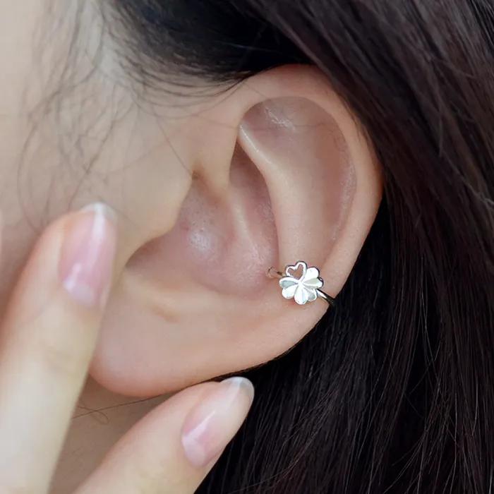 925 Silver Piercing Ring, Gemstone Clip-on, Silver Earrings, Ear Cuff