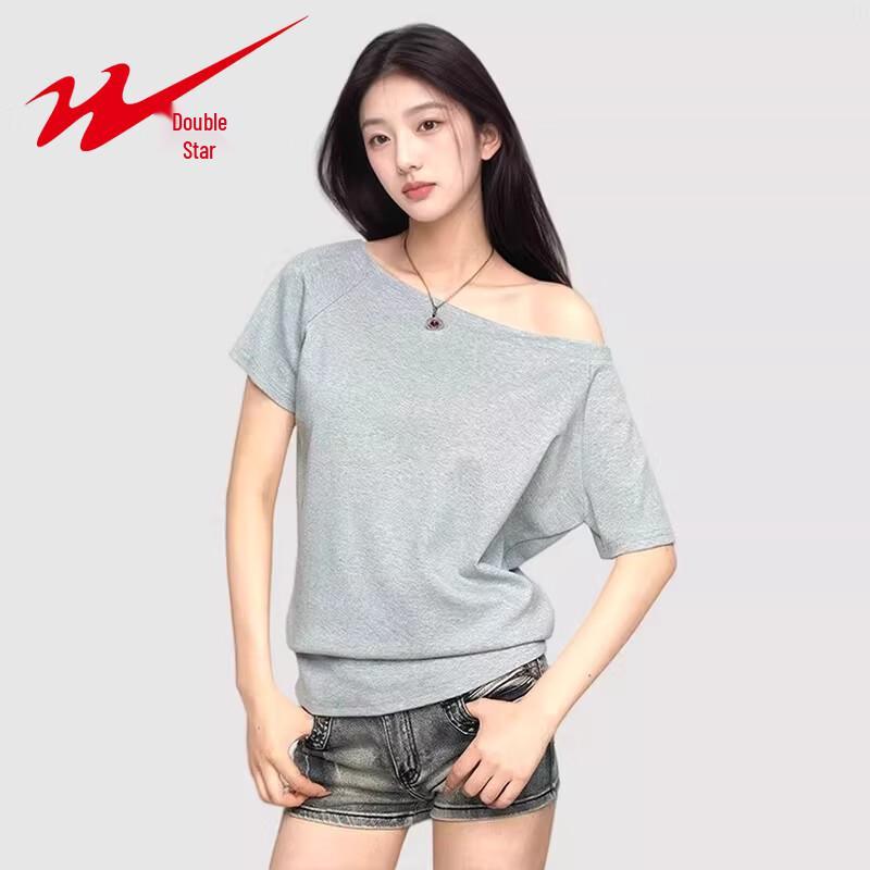 Shuangxing Women s Asymmetric Off-Shoulder Short Sleeve T-Shirt XL