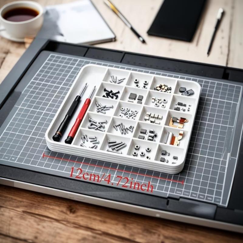 Multi Compartment Plastic Sorting Tray with Slots for Hardware Paint Brushes Electronic Components Home Repair Tool Storage