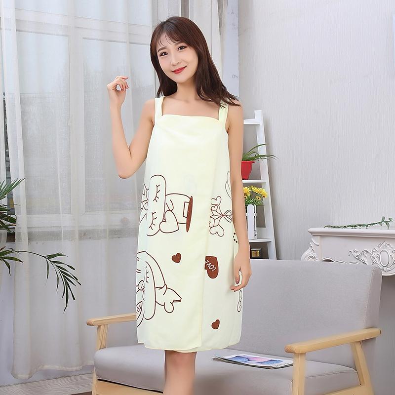 Women's Printed Bathrobe: Soft, Absorbent, Anti-Exposure Superfine Fiber Wearable Bath Towel