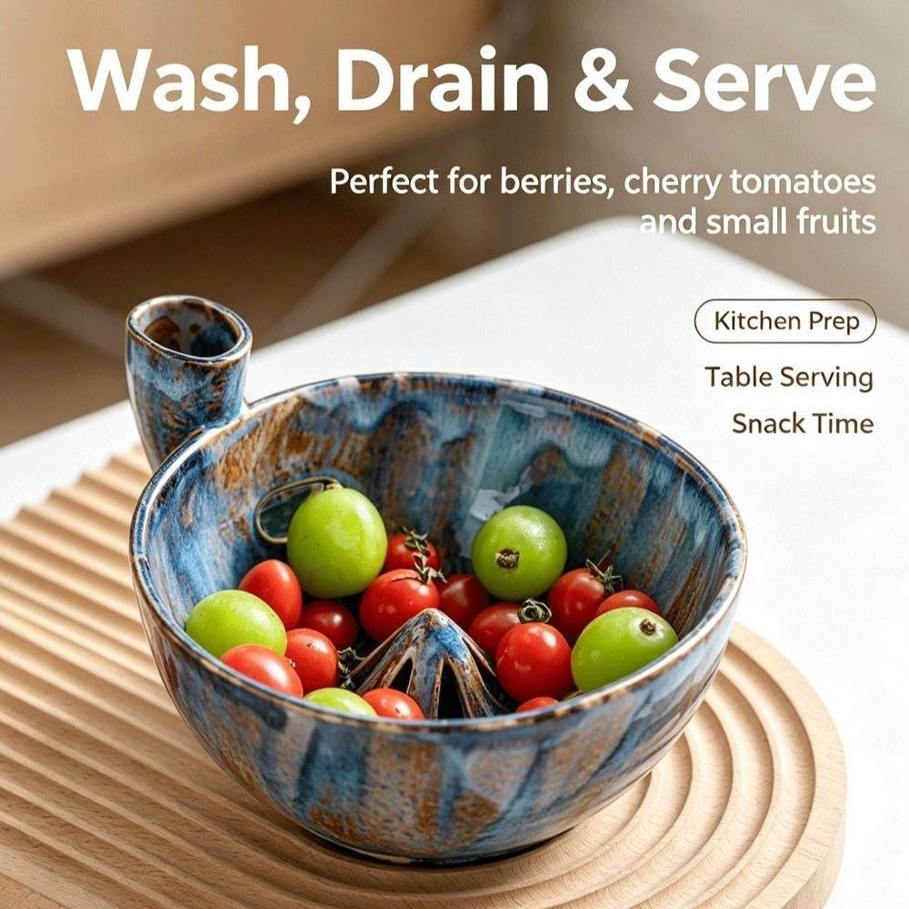 Self-Spinning Automatic Fruit Washer Bowl Vortex-Style Vegetable Colander Food Preparation