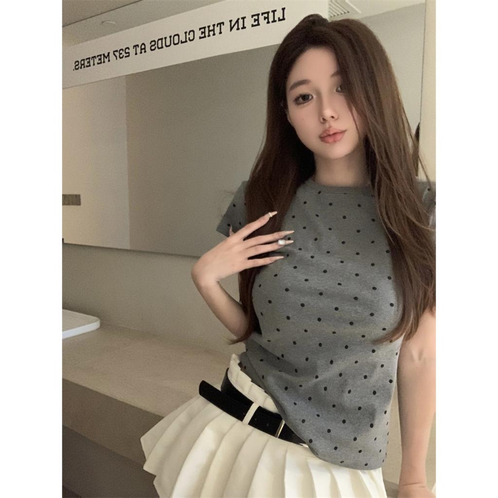 Women's Crew Neck Short Sleeve T-Shirt Slim Fit Sweet Casual Blouse Summer Top