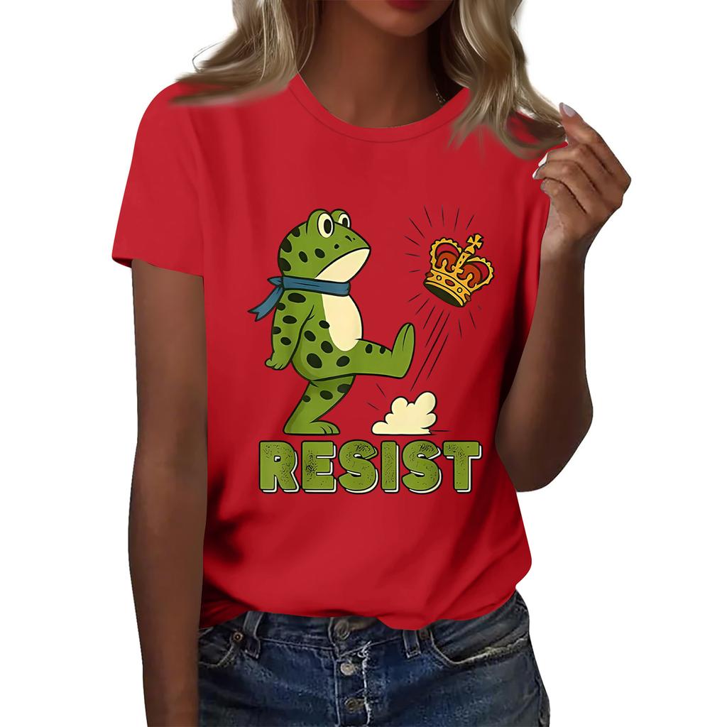 Women's Printed Round Neck Short Sleeve Top