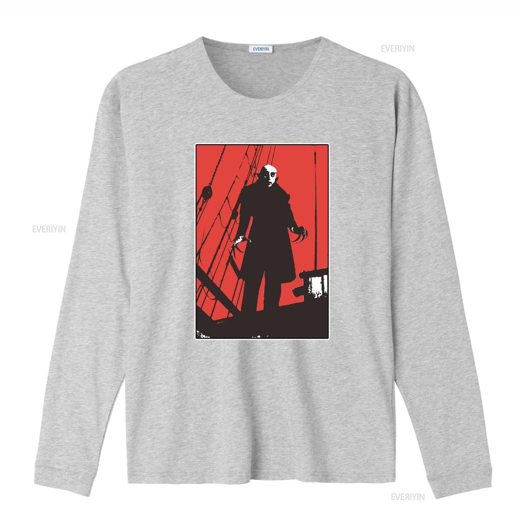 Nosferatu Red Classic Horror Film T Shirt Dracula Vintage Gothic Movie Poster Jersey Vintage Washed Fashion Versatile Casual