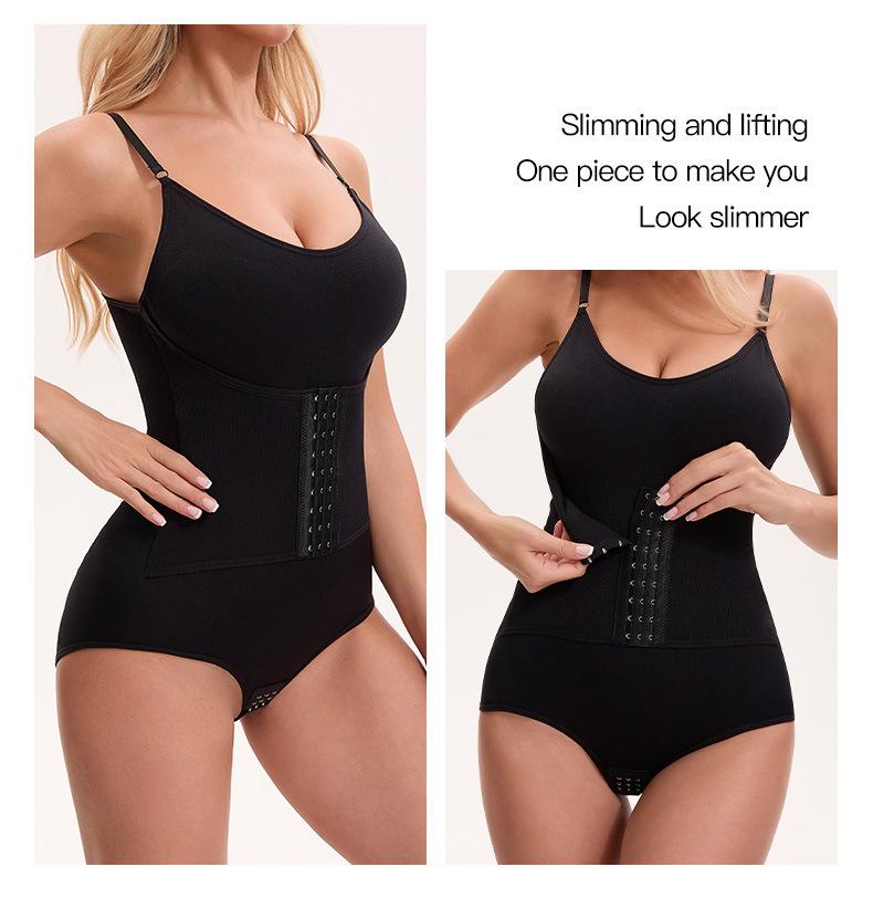 Strappy Shaping Bodysuit with Breast Pads - Bust Support, Tummy Control, Hip Lift, Double-breasted, Triangle Open Crotch Design.