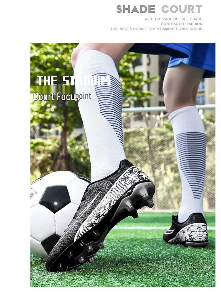 Kids' Long Spike Low-Top Soccer Shoes for Turf - Ideal for Elementary Students