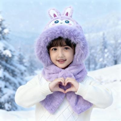 Cartoon Kawaii 2-Piece Set Hat Scarf Sweet Plush Warm Thickened Cartoon 2-In-1 Gift