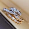 Platinum-Plated Zircon Snake Ring – Trendy Open Snake Bone Design