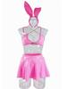 Women's Rave Outfit Set Sexy Metallic Latex Shiny Chain Top PU Leather Mini Skirt Thong Music Festival Bunny Costume 4-Piece Cat