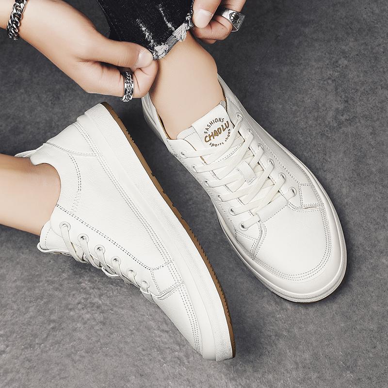 Genuine leather casual shoes for men fashion black Lace Up Outdoor Oxford Jogging Shoes Women's Skate Shoes men sneakers