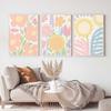 Abstract Danish Pastel Floral Illustration Boho Flower Poster and Print Canvas Painting Wall Art Picture for Living Room Decor