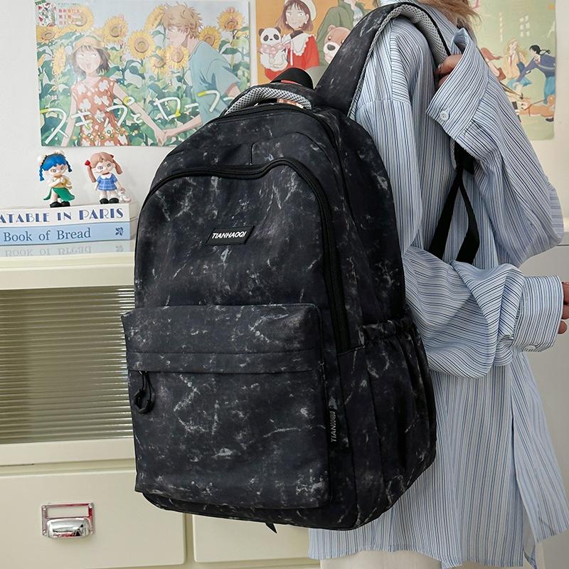 Schoolbagins niche new campus schoolbag tie-dye fashionable wear-resistant dirt-resistant backpack large capacity simple versatile backpack