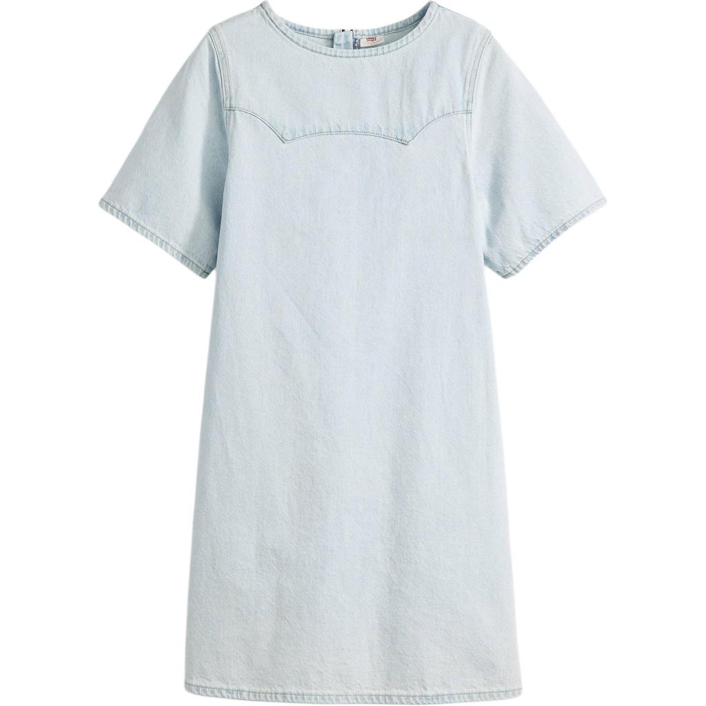 Levis Loose Simple Comfortable Round Neck Denim Short Sleeve Dress Women dresses 001WD-0000