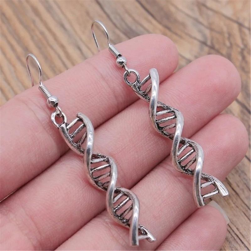 Elegant DNA Double Helix Earrings Ear Hooks Inspired From Science For Women Students And Teachers In Copper Materials