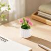 Miniature Artificial Rose Potted Plant Lightweight for Desktop Displays