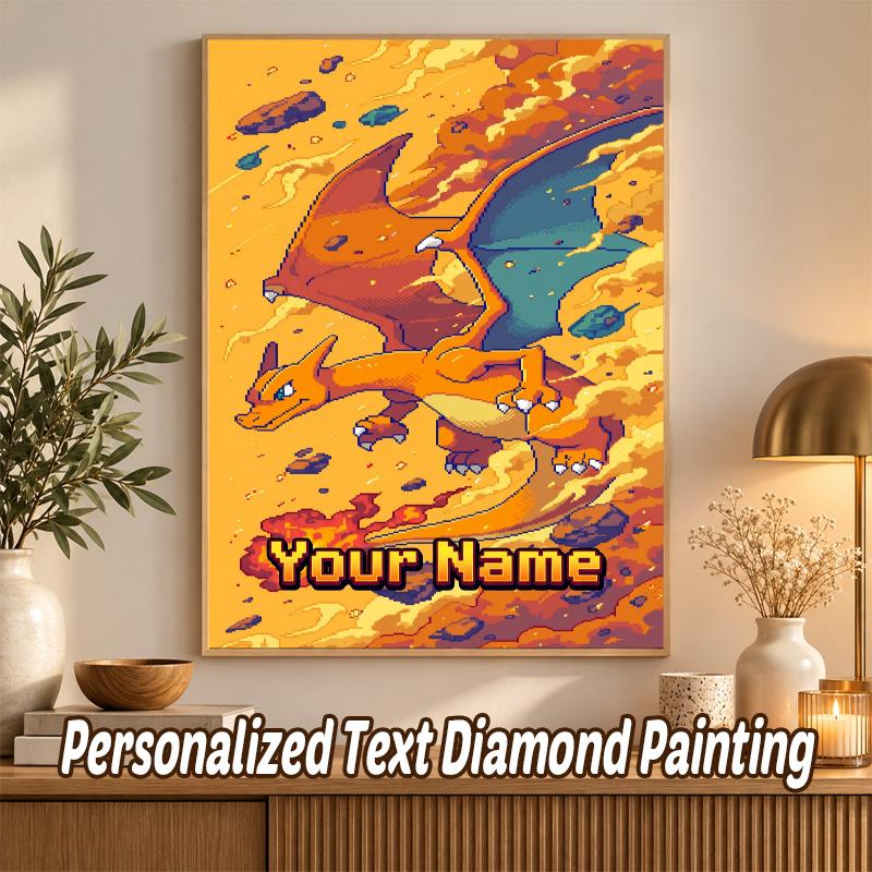 Charizard Custom Name Diamond Painting Personalized 5D Full Drill DIY Diamond Art Home Decor