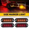 4pcs Amber Lights & 4-LED Side Red Marker For Clearance RV Lamp Truck Trailer