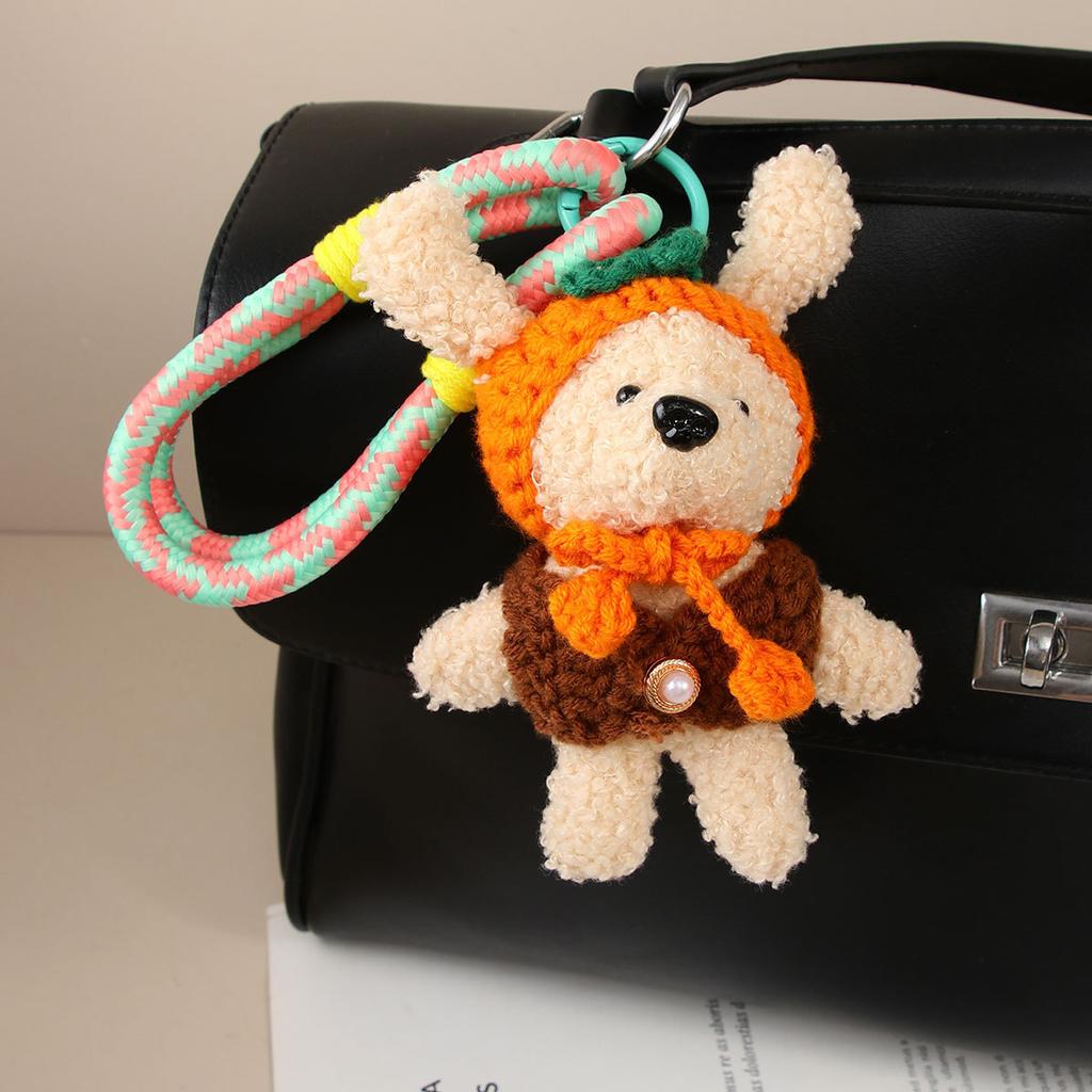 Cute Plush Puppy Bow Pendant Accessories Ins Wind Five-pointed Star Braided Rope Bag Pendant Keychain
