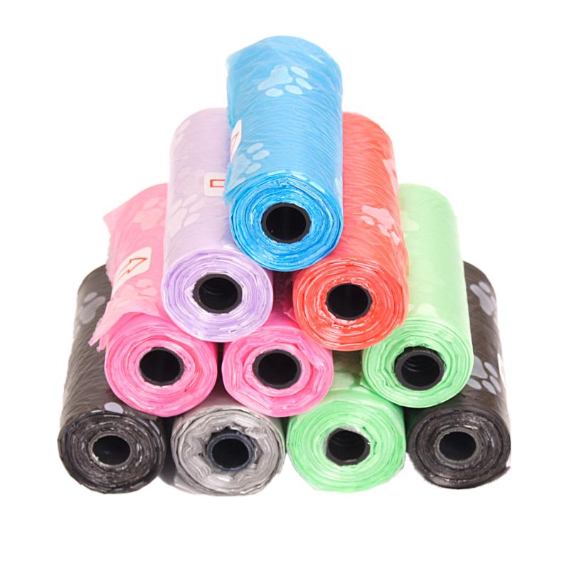 Eco-Friendly PE Paws Printed Doggie Poop Bags for Pet Waste Disposal (as the picture,15 bags/roll)