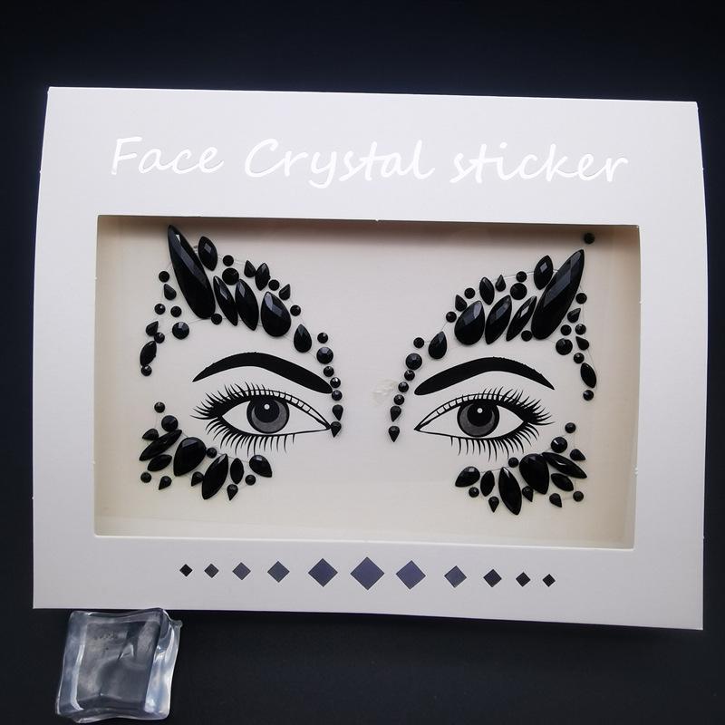 Cat Face Masquerade Rhinestone Stickers & DIY Jewelry Ring for Makeup