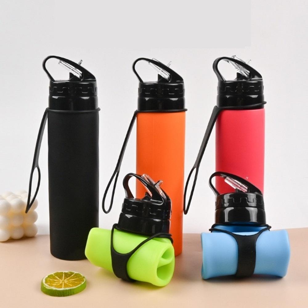 600ML, Foldable Silicone Water Bottle, Portable Sports Water Bottle, Suitable for Hiking, Camping, Lightweight and Foldable Desi