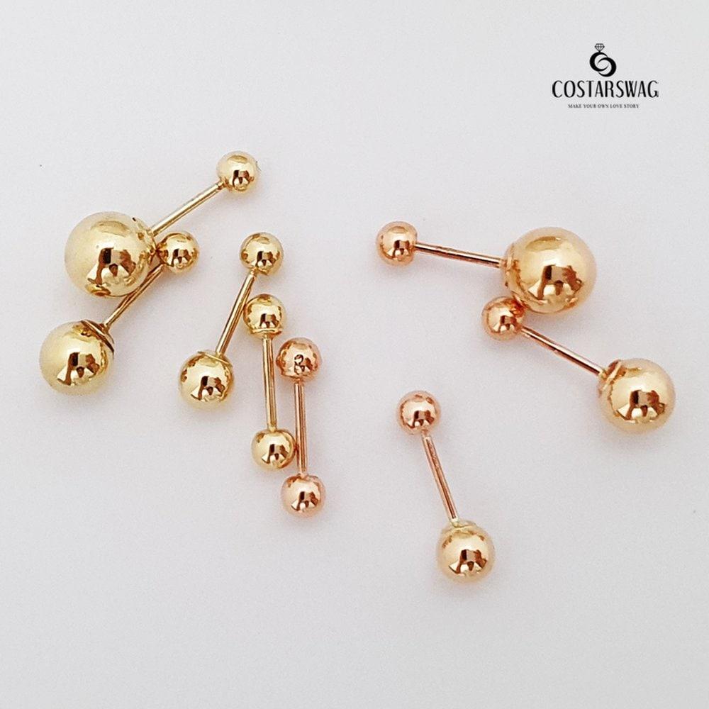 14K Gold Ball Piercing Earrings