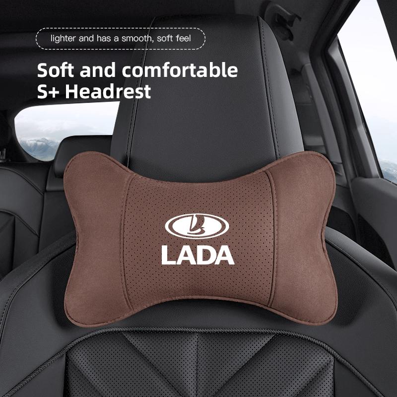 Car Seat Headrest Soft Suede Neck Pillow For Lada Niva 2107 Xray Vesta Priora Granta Kalina Samara Auto Interior Accessories