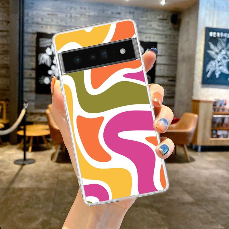 Abstract Flower Market Phone Case For Google Pixel 9 8 7 6 8A 7A 6A 5 4 5A 4A 3A Pro XL soft Clear Shell TPU Transparent Cover