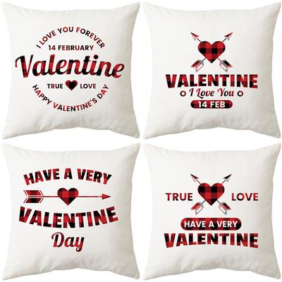 New Valentine's Day Pillow Plaid Printed Pillow Cover Home Holiday Gift Sofa Cushion Cushion Cover