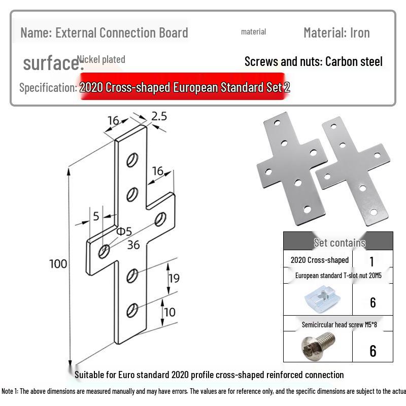 Plaque de Connexion d'Angle en Aluminium pour Profilés 20/30/40 avec Fixations