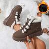 Ladies' Plush Warm and High Rise Thick Soled Wide Last Mid Length Boots,with A Plush Lining That Locks In Warmth and Prevents Cold,high Top Snow Boots