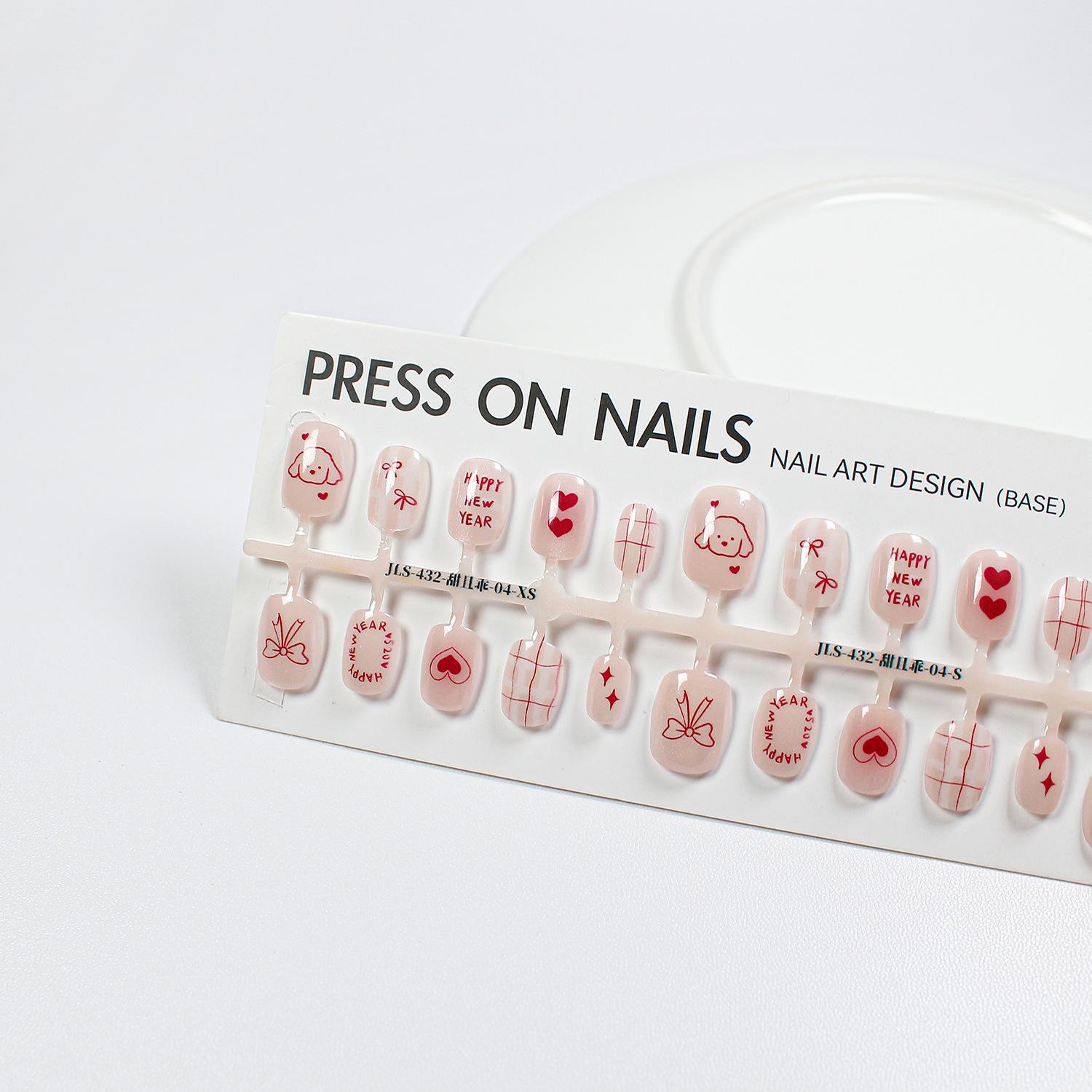 

Jiaolong Cat Eye Nail Pieces: Summer Cartoon Puppy Design, Cute Pre-made Nails for Straight Hair