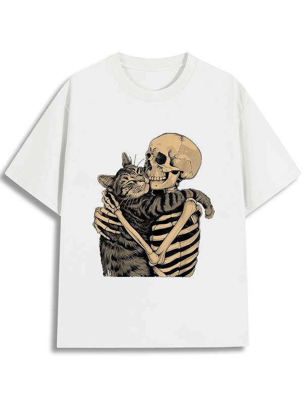 

Skeleton Hugging Cat Graphic Unisex T-Shirt S
