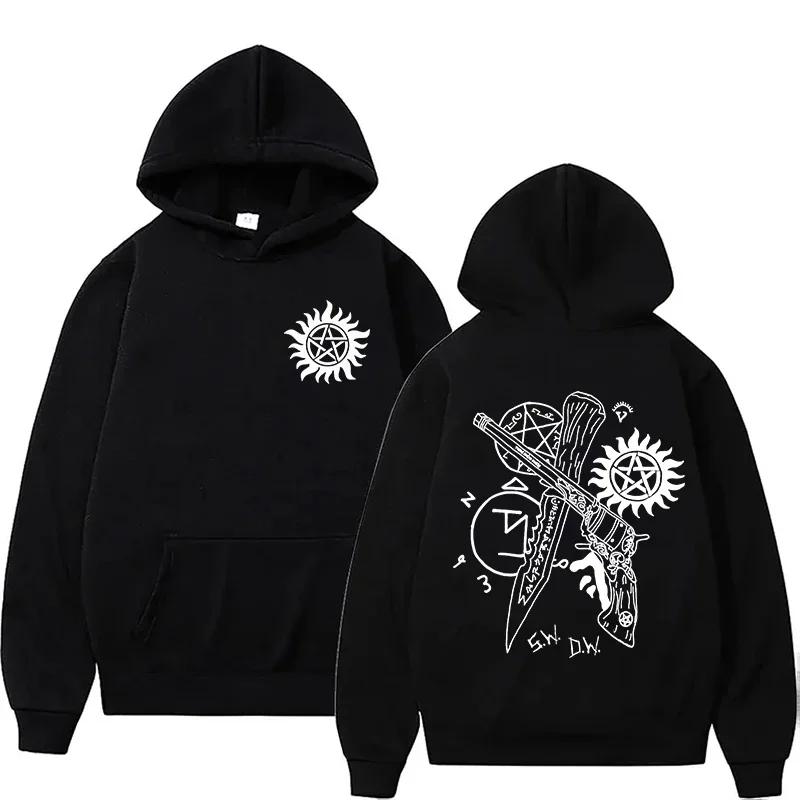 New Supernatural Print Sweatshirt for Men and Women Casual Fashion Hip-hop Y2K Long-sleeved Pullover Autumn and Wintersportswear