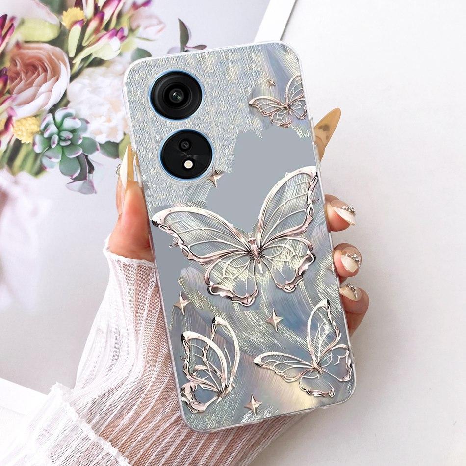 For OPPO Reno8 T 5G CPH2505 / Reno8 T CPH2481 (Reno 8T 4G) Cute Flower Butterfly Cat Painted Case Soft Silicone TPU Phone Cases