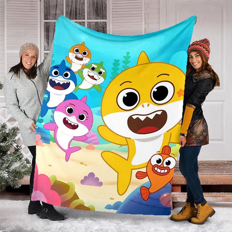 1pc Shark1 Theme Blanket - Digital Print, Polyester, Cozy for All Seasons, Perfect for Outdoor, Camping, and Travel