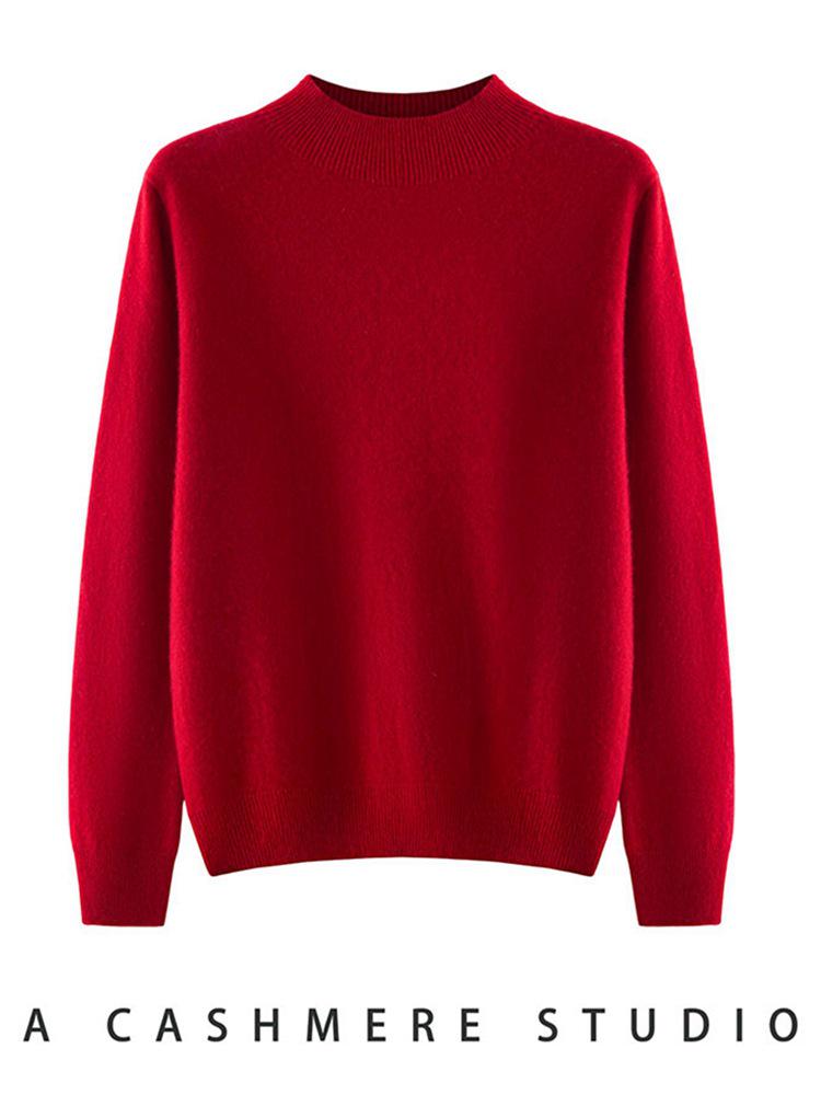 2026 Autumn Women's Pure Cashmere Half-High Neck Base Layer Sweater