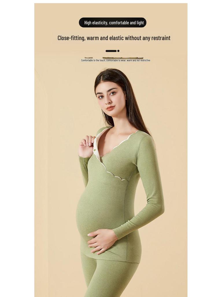 Umstandspflege Herbst/Winter Anzug mit Brustpolstern & Deutscher Samt Warme Unterwäsche