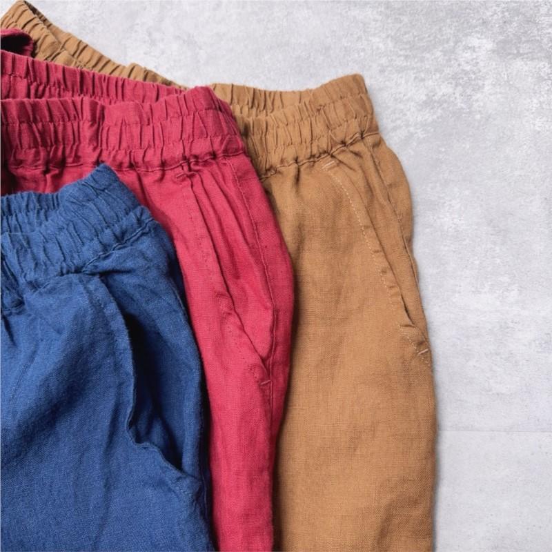 Johnature Casual Summer Japanese Elasticated Waistband Harem Pants Solid Color Simple Comfortable Women Cropped Pants