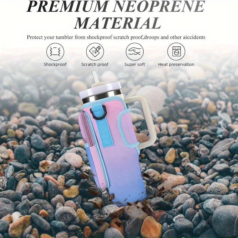 1PC Water Bottle Carrier Bag for Tumbler, Insulated Tote with Phone Pocket & Adjustable Strap, Cup Holder Strap for Stanley Cup