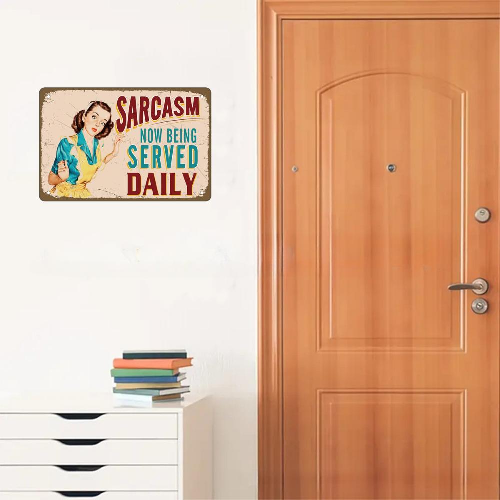 1pc Retro Metal Sign Wall Decor Now Being Served Daily Funny Vintage Sign Wall Plaque Poster For Cafe Bar Restaurant Supermarket