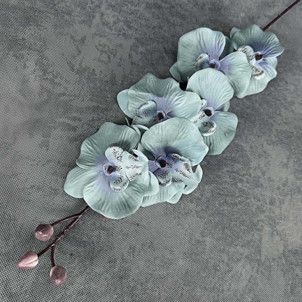 6 Heads Artificial Phalaenopsis Orchid Flower, Handmade Realistic Faux Fake Floral Design, For Home Wedding Hotel Decoration