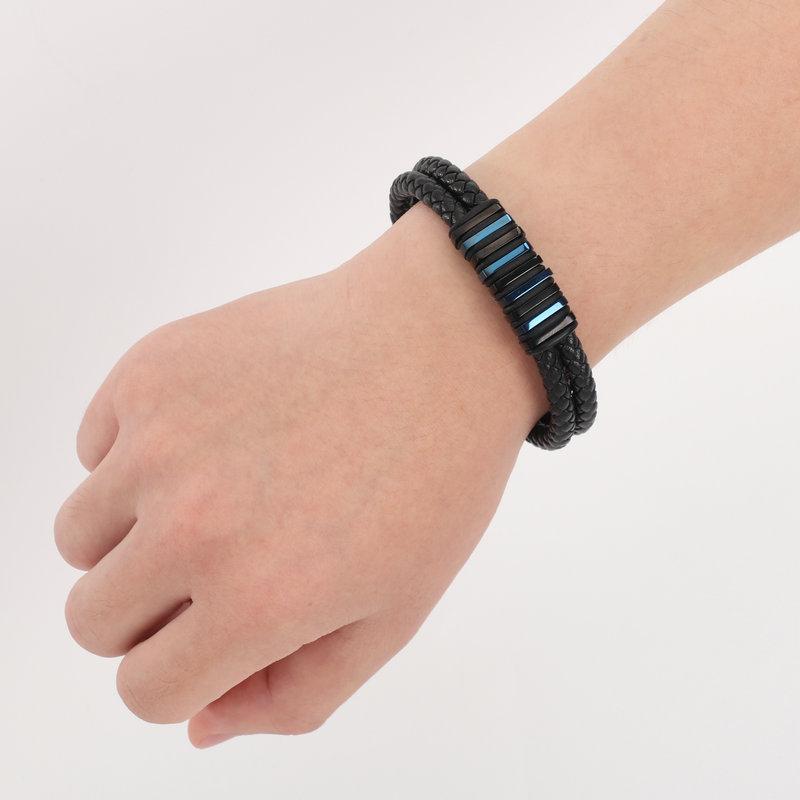 Xia Xin Black Leather Rope Woven Non-Fading Bracelet Personalized Accessories Fashion Bracelet Can Be