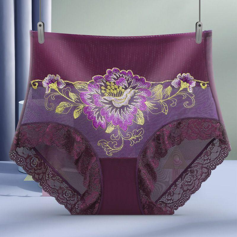 Moda Estiva Lusso Leggero Ricamato Sexy Rete Biancheria Intima Donna Taglie Forti Vita Alta Senza Cuciture Comodo Pizzo Triangolo Pantaloncini