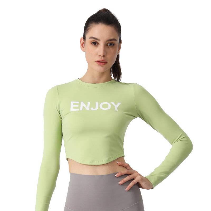 

Женский эластичный топ с длинным рукавом и круглым вырезом для йоги, для занятий фитнесом на открытом воздухе и весной Medium