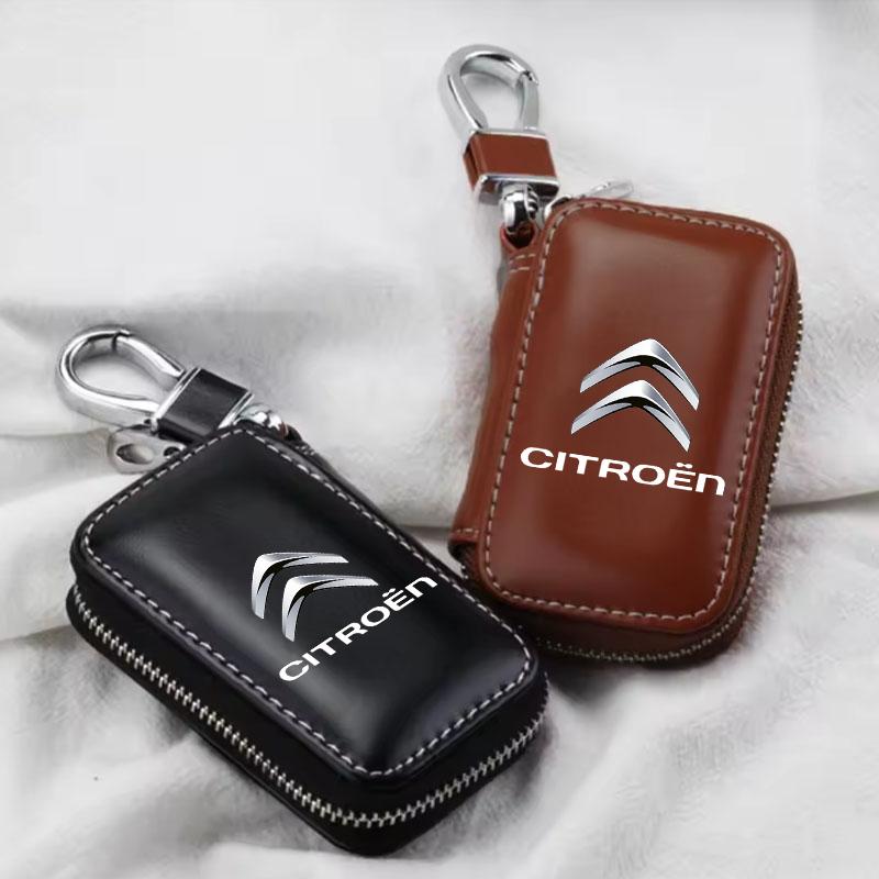 Car Key Case Leather Wallets Housekeeper Covers Zipper Bag For Citroen C1 C2 C4 C5 C3 C4L C8 Berlingo Xsara Picasso Accessories