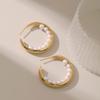 Elegant 18k Gold Plated C Shaped Round Pearl Earrings Fashion Jewelry For Women