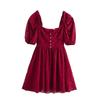 Jnleaog Autumn New Women's Clothing Fashion Style French Fashion Design Lace Puff Sleeve Dress
