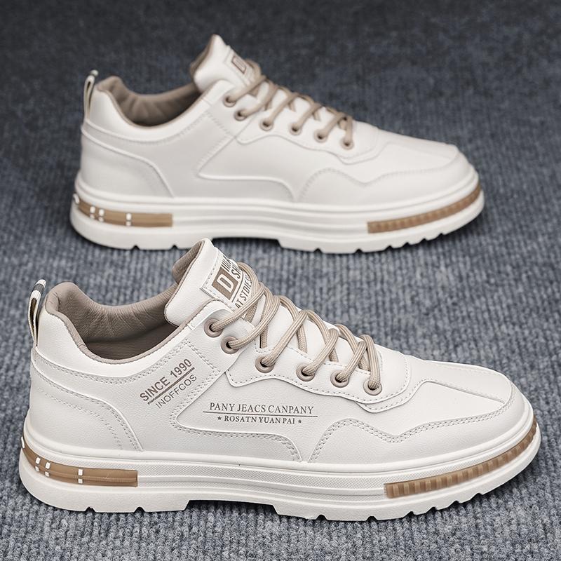 

Autumn board shoes casual leather shoes sports heightening white tide shoes 39 standard athletic shoe size бежевый