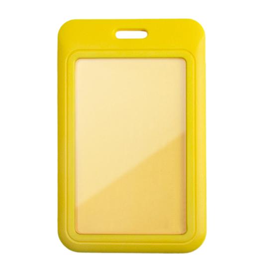 Sliding Badge Holder Vertical Hard Plastic Case Clear Card Protector Pouch for Office School ID Credit